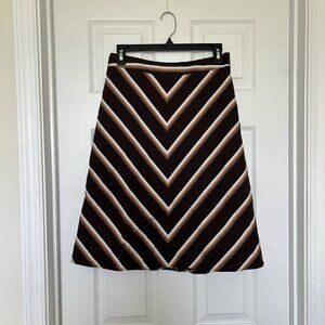 Banana Republic Brown Striped Knee Length Cotton Skirt, Size 2